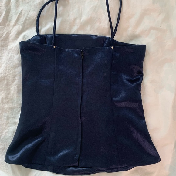 NAVY SATIN CORSET - Picture 2 of 3